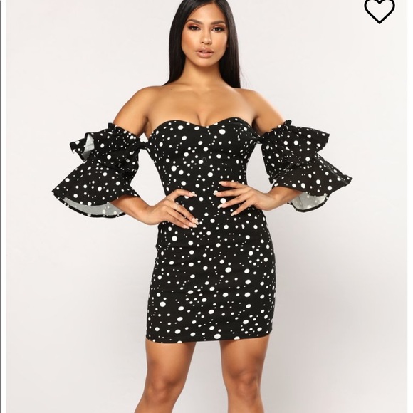 FashionNova Beautiful Pauletta MiniDressBlackWhite - Picture 1 of 8